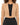Ride Blazer in Camel – cropped front view with gold clasp, worn over a black top