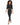 Ride Blazer in Black – full-length front view of the cropped blazer worn open with matching slit-hem pants