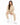 Collar Top Set in Beige – seated front view, keyhole cutout sweatshirt with cuffed joggers
