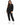 Collar Top Set in Black – full-length front view of the cutout-neck sweatshirt and cuffed joggers