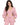 Remi Bodysuit Set in Pink – front view of ribbed cutout bodysuit, open zip hoodie and drawstring sweatpants