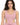 Remi Bodysuit Set in Pink – close-up front view of the ribbed scoop-neck bodysuit with side cutouts and drawstring bottoms