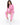 Eyes Top Set in Pink – model seated on a stool in a cropped bustier-seam sweatshirt and matching joggers