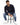 Sean Knit Sweater in Navy – seated model in distressed crew neck with blue jeans