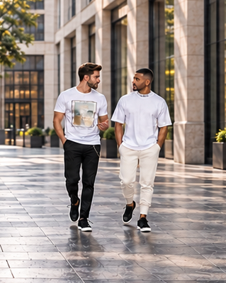 CARBON t-shirts campaign featuring 2 adult men