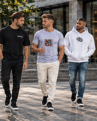 CARBON tops campaign featuring 3 adult men