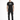 A man stands confidently in a black graphic t-shirt and cargo pants, paired with white sneakers.