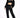 Model in black 3-piece carbon tracksuit set with 'Relax' tube top, zip-up hoodie, and joggers for urban streetwear.