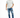 Model wearing Aaron Blue Washed Jeans with distressed knees, patchwork details, and a slim fit against a white background.