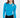 Model wearing the Goldie Top, a bright blue long sleeve ribbed knit top with a trendy shoulder cutout and crew neckline.
