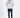 Model in oversized light grey Trust Yourself graphic hoodie, distressed skinny jeans, and white high-top sneakers.