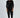 Model wearing Daniel black slim-fit streetwear cargo pants with zipper pockets and modern drawstring waist.
