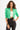 Model wearing a cropped green Ride Blazer with high-waisted black pants, styled for a CEO vibes workwear look.