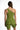 Back view of woman in an olive green Karina one-shoulder crop tank and matching biker shorts streetwear set.