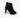 Black rhinestone stiletto heels featuring a perforated mesh cutout design, peep toe, and back zipper for evening wear.