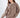 Woman wearing an oversized brown California top sweatshirt with San Francisco embroidery and ribbed crew neck.
