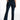 Rear view of Nora high-waisted flare jeans in Carbon dark wash, featuring 70s-style retro silhouette and back pockets.