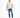 Model wearing Aaron Blue Washed Jeans with distressed knees, patchwork details against a white background.