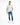 Model wearing Aaron Blue Washed Jeans with distressed knees, patchwork details against a white background.