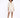 A model poses in a light beige button-up shirt and matching shorts, complemented by black heeled sandals.