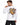 A man wearing a long-sleeve white shirt with a colorful graphic design and motivational text on the back.