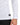A close-up of a person wearing a long-sleeve white shirt with a black label on the hem.
