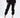 Black jogger pants, featuring an elastic waistband and cuffed ankles, paired with white sneakers.