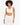 A model with curly hair wears a sleeveless, draped top paired with light-colored, pants.
