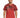 A man wearing a red graphic t-shirt with abstract patterns and a motivational quote in white text.