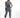 Back view of Faye Denim Jumpsuit in blue wash utility style featuring an elastic waist, cargo pockets, and tapered legs.
