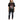 A model wearing a black oversized tee with a graphic design featuring a heart and flames, paired with ripped jeans an...