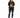 A model wearing a black oversized tee with a graphic design featuring a heart, flames, and bold text.