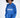 Model in oversized blue ADOREYOU hoodie with distressed cut-outs and white logo, a streetwear staple for Gen Z fashion.