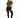 A woman poses in a cropped olive green top with a front tie, paired with black leggings and white sneakers.