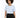 Light blue cropped top with short sleeves and front pockets, paired with black tailored pants.
