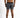 Back view of Niko men's vertical black and white striped swimsuit with black waistband and back pocket.