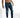 Front view of Nixon blue distressed jeans for men featuring ripped knees and a streetwear fade.