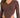 A fitted brown long-sleeve top with a V-neck and cut-out sides, paired with black high-waisted pants.
