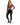 A model poses in a fitted brown long-sleeve top paired with black skinny jeans and black sneakers.