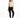 A model poses in a fitted, ribbed long-sleeve bodysuit with side cutouts, paired with black skinny jeans and sneakers.