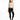 A model poses in a fitted, ribbed long-sleeve bodysuit with side cutouts, paired with black skinny jeans and sneakers.