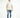 Men's Andy blue washed jeans featuring distressing and a metal pocket chain, styled with a grey tee and white sneakers.