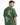 A man wearing a green t-shirt featuring a graphic of a cherub and a devil with wings above a skull.