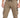 Light brown cargo pants with elastic waistband, drawstring, and multiple zippered pockets.