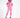 Model wearing the Gem Romper, a pink long-sleeve jumpsuit with a high collar, drawstring waist, and pockets.