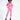 Model wearing the Gem Romper, a pink long-sleeve jumpsuit with a high collar, drawstring waist, and pockets.