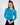Model wears the Goldie Top, a bright blue ribbed long-sleeve knit top featuring a shoulder cutout detail.