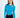 Model wearing the Goldie Top, a bright blue long sleeve ribbed knit top with a shoulder cutout and crew neckline.