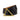 Goldie wide black waist belt with a gold geometric triangle buckle and adjustable sizing holes.