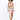 A model poses in a floral two-piece outfit featuring vibrant colors and a thigh-high slit, paired with black sandals.